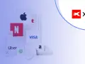 Logo XTB obok ikon znanych marek: Apple, Netflix, McDonald's, Visa, Uber, Spotify, Amazon. Sprawdź XTB opłaty.