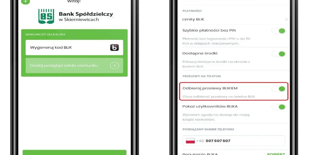 Ustaw opcję "Odbieraj przelewy BLIKIEM", aby łatwo odbierać przelewy na telefon BLIK.