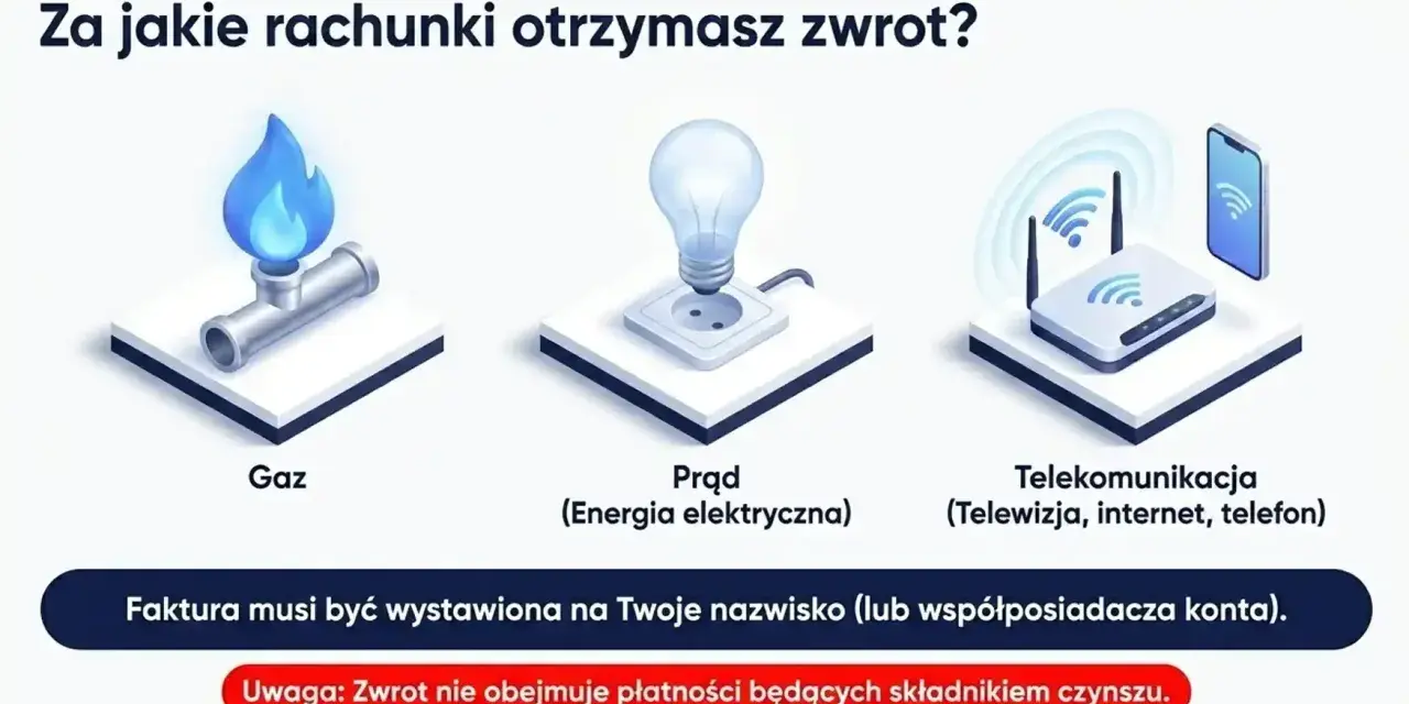 Santander zwrot za rachunki: gaz, prąd i telekomunikację. Faktura musi być na Twoje nazwisko.