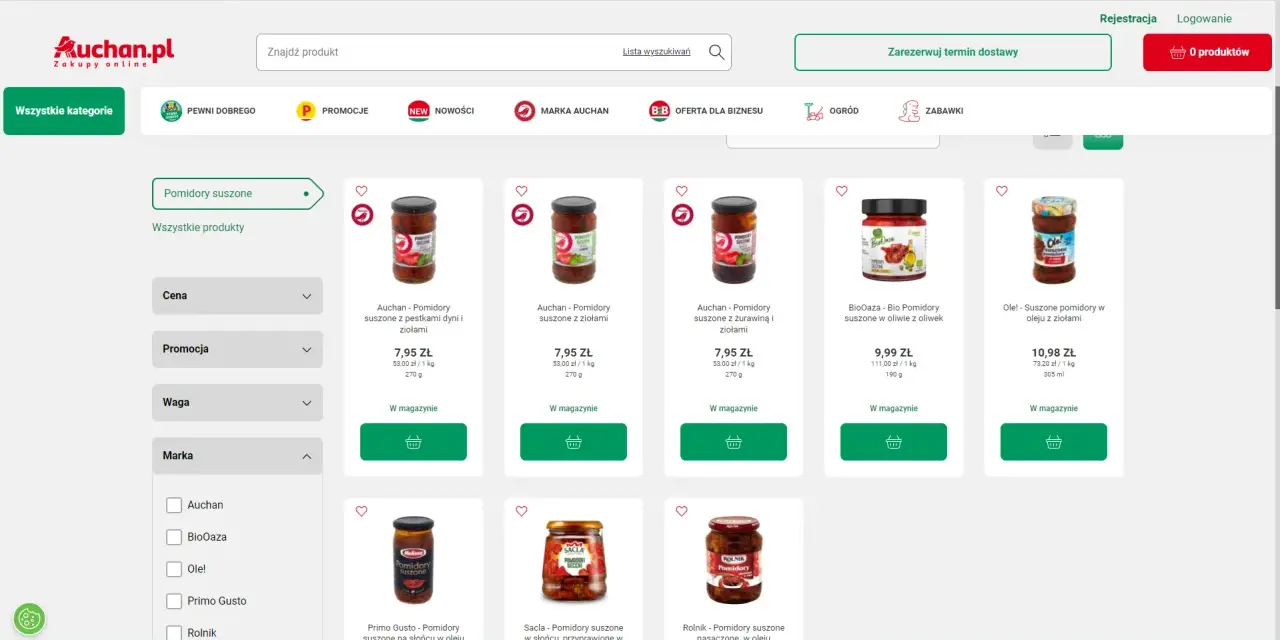 Auchan.pl: pomidory suszone w promocji, szukaj okazji jak auchan kupon rabatowy 20 zł.