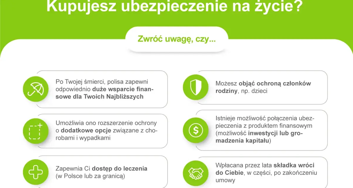 Jak wybrać ubezpieczenie na życie? Dowiedz się, jak polisa zapewni wsparcie bliskim, rozszerzy ochronę, da dostęp do leczenia, obejmie rodzinę, połączy się z inwestycją lub zwróci składkę.