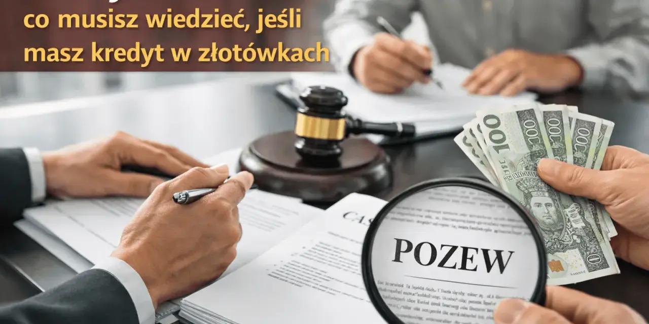 Pozwy za WIBOR – co musisz wiedzieć, jeśli masz kredyt w złotówkach. Dłoń z pieniędzmi i lupa na słowo "POZEW".