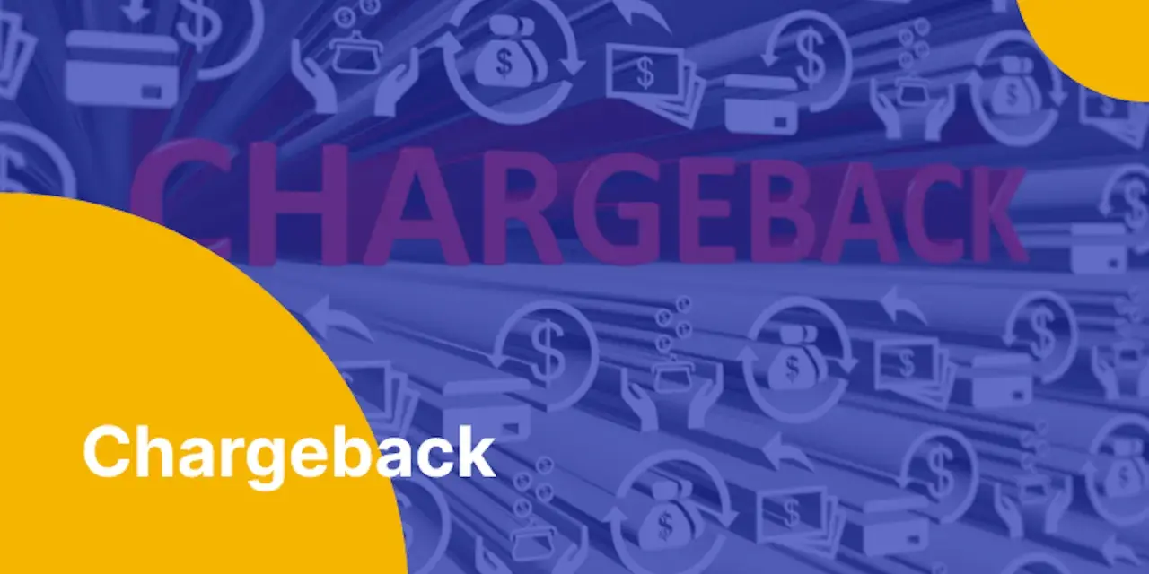 Chargeback w przypadku oszustwa. Grafika przedstawia tekst "CHARGEBACK" na tle symboli finansowych, sugerując zwrot środków po nieuczciwej transakcji.