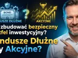 Mężczyzna wskazuje na grafikę porównującą fundusze dłużne i akcyjne. Czy warto inwestować w obligacje?