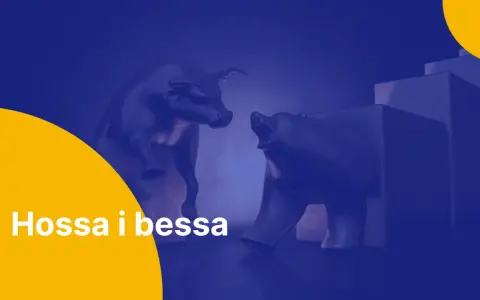 Byk i niedźwiedź, symbole hossy i bessy, naprzeciwko siebie na tle wykresów.