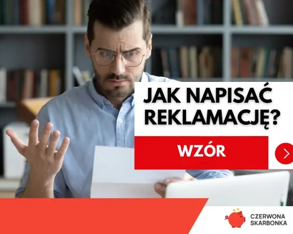Zdezorientowany mężczyzna z dokumentem w ręku uczy się, jak napisać reklamację. Dostępny wzór ułatwi Ci ten proces.