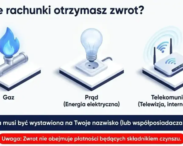 Santander zwrot za rachunki: gaz, prąd i telekomunikację. Faktura musi być na Twoje nazwisko.