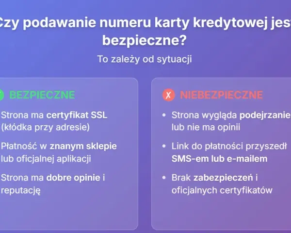 Bezpieczne i niebezpieczne sytuacje przy podawaniu numeru karty. Sprawdź, czy numer karty jest bezpieczny.