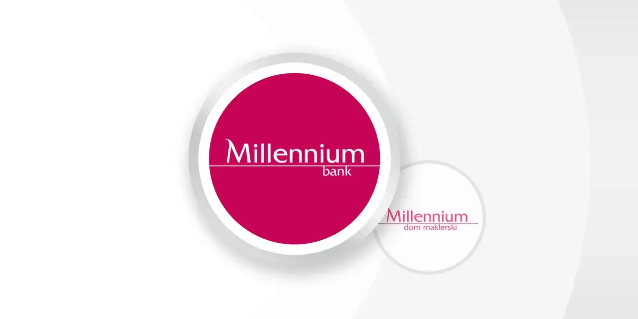 Logo Millennium bank i Millennium dom maklerski na białym tle.