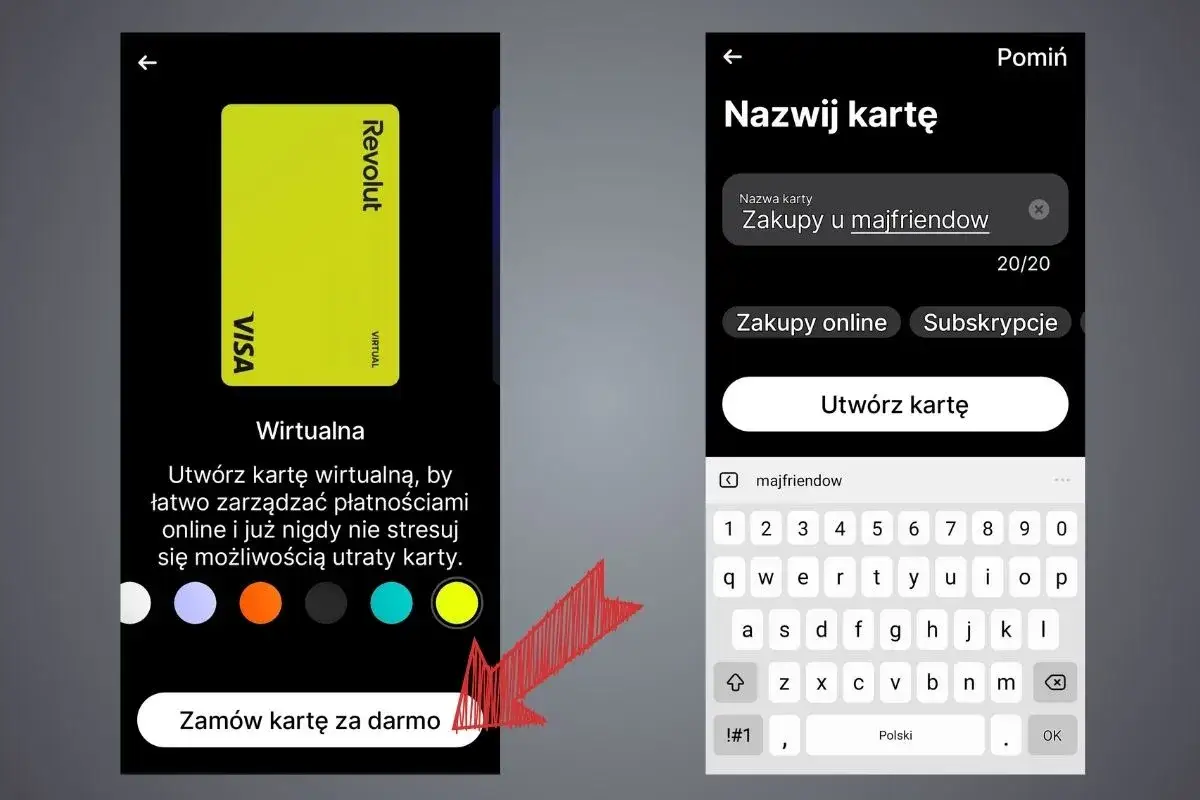 Jak założyć kartę Revolut? Aplikacja pokazuje tworzenie wirtualnej karty, którą można nazwać