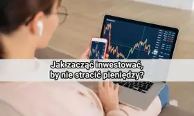 Kobieta analizuje wykresy na laptopie i telefonie, ucząc się inwestowania pieniędzy dla początkujących.