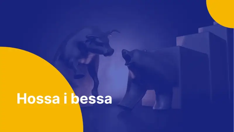 Byk i niedźwiedź, symbole hossy i bessy, naprzeciwko siebie na tle wykresów.